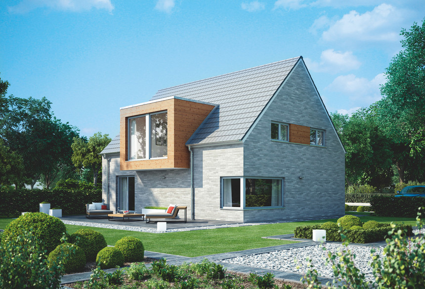 Single-family house Irmina made with the Bergamo flat roof tile 