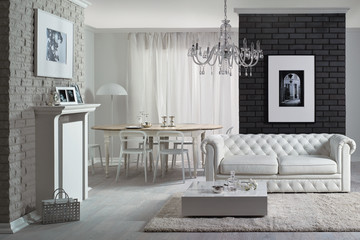 Interior made of pearl nad white Qubeck brick