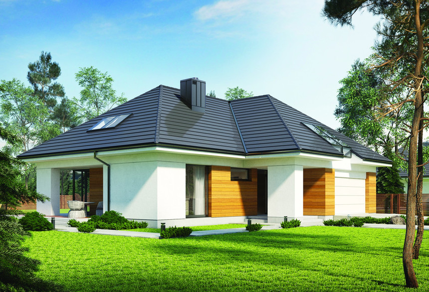 Single-family house Olaf made with the Bergamo flat roof tile 