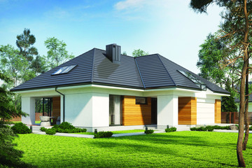 Single-family house Olaf made with the Bergamo flat roof tile 